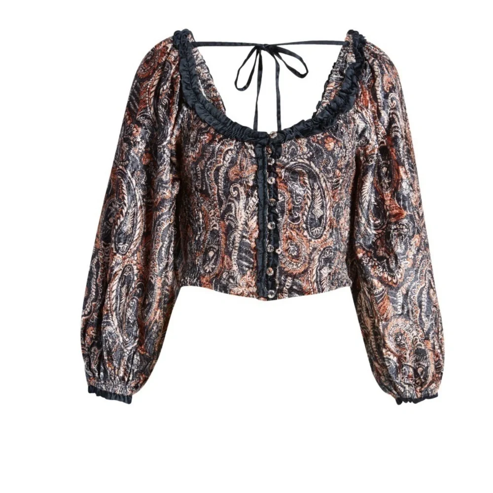 Free People navy blue Dare me velvet blouse XS NWT